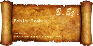Bahis Szabin névjegykártya